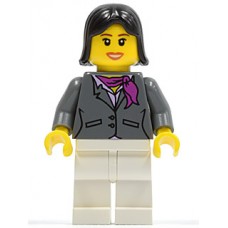 cty195 Dark Bluish Gray Jacket with Magenta Scarf, White Legs, Black Female Hair cty195 Dark Bluish Gray Jacket with Magenta Scarf, White Legs, Black Female Hair